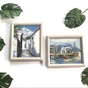 Vintage Hand Painted Framed Greece Wall Art!